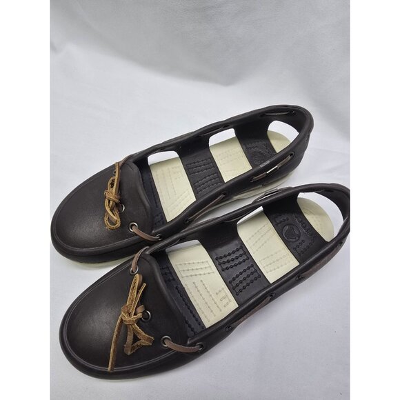 Crocs Women’s Beach Line Boat Shoes Size 8 Brown Lightweight Loafer - Picture 3 of 14